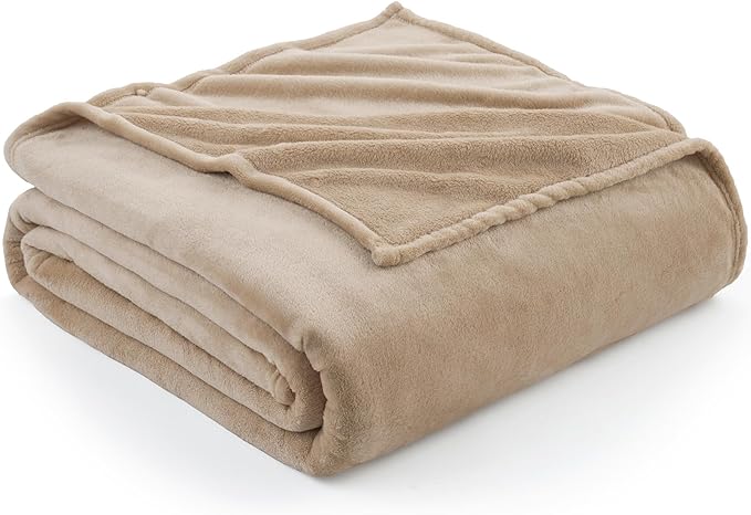 Hansleep Fleece Light Camel Twin Blanket, Super Soft Flannel Fuzzy Plush Cozy Blanket for All Seasons, Light Camel, Twin 60x80 Inches