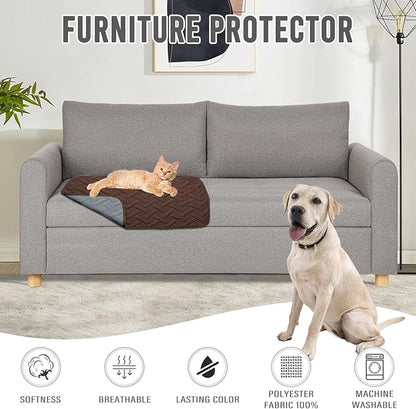 BOCTOPUG Dog Bed Cover for Pets - Blankets Rug Pads for Couch Protection Waterproof Bed Covers Dog Blanket Furniture Protector Reusable Changing Pad (Dark Grey+Brown, 20"x30")