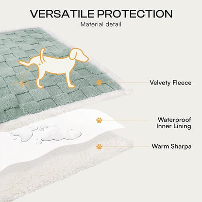 Luciphia Waterproof Dog Blanket for Small Dogs Washable Soft Sherpa Fleece Cat Blankets with 3D Jacquard Cozy Calming Reversible Couch Protector Furniture Protection for Pet, Green White, 40x28 inch