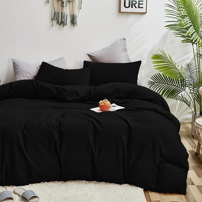 Cottonight Black Comforter Set King Men Women All Black Bedding Set Blanket Quilts Solid Fuzzy Modern Gothic Cozy Dark Color Comforter Set for King Bed Women Men