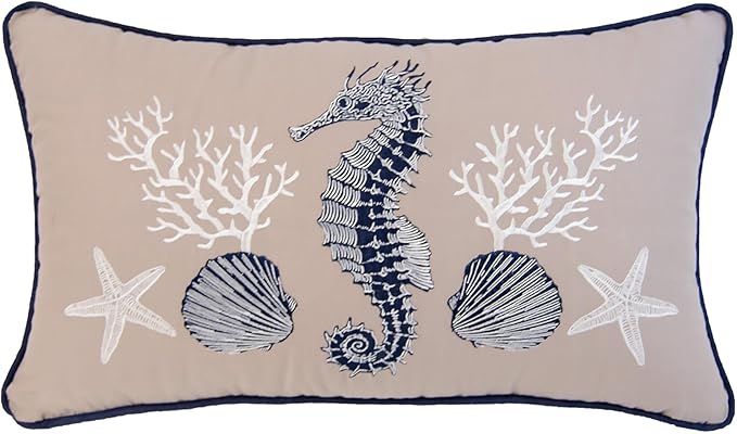 Donna Sharp 2-Piece Nautical Themed Decorative Throw Pillow Set - Pillows for Couch, Sofa, Beds, and Chairs - Includes 18" x 18" Square & 12" x 22" Rectangular Pillows