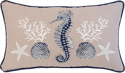 Donna Sharp 2-Piece Nautical Themed Decorative Throw Pillow Set - Pillows for Couch, Sofa, Beds, and Chairs - Includes 18" x 18" Square & 12" x 22" Rectangular Pillows