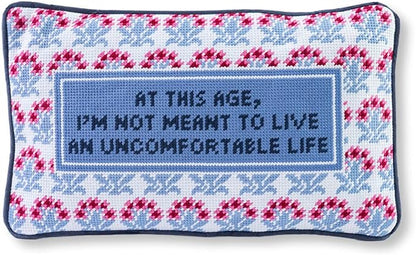 FURBISH Needlepoint Decorative Throw Pillow - Uncomfortable - 9"x15" - Small Embroidered Designer Pillow for Living Room, Couch, Sofa, Chair & Bed - Eclectic Home Decor