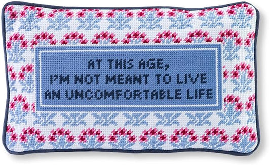 FURBISH Needlepoint Decorative Throw Pillow - Uncomfortable - 9"x15" - Small Embroidered Designer Pillow for Living Room, Couch, Sofa, Chair & Bed - Eclectic Home Decor