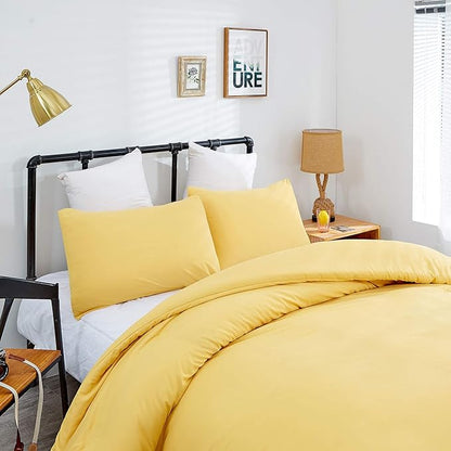 CLOTHKNOW Yellow Full Size Comforter Set 3Pcs Light Yellow Bedding Comforter Sets Soft Comforter with 2 x Pillow Cases
