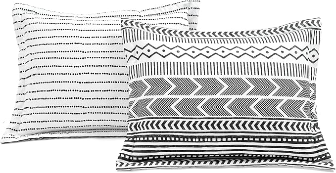 Lush Decor Hygge Geo Reversible 5 Piece Comforter Set, King, Black & White