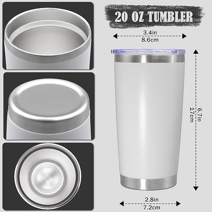 20 oz Tumbler Coffee Travel Tumblers Bulk with Lid Stainless Steel Double Wall Vacuum Insulated Mug Powder Coated Cups fit Car Cupholder for Hot and Cold - White, 4Pack