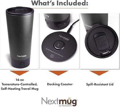 Nextmug Go - Temperature-Controlled, Self-Heating Travel Mug (Graphite - 16 oz.)