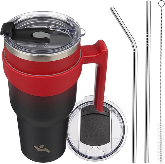40 oz Tumbler with Handle and 2 Straw 2 Lid, Insulated Water Bottle Stainless Steel Vacuum Cup Reusable Travel Mug,Mystic Moon
