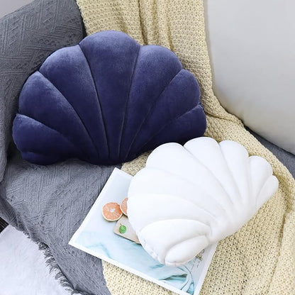 Yi-gog Seashell Pillow Sea Shaped Decorative Princess Throw Pillow 3D Velvet Soft Ocean Cute Throw Pillows for Bed Couch Chair Sofa Room 13.4 X 9.8 inch