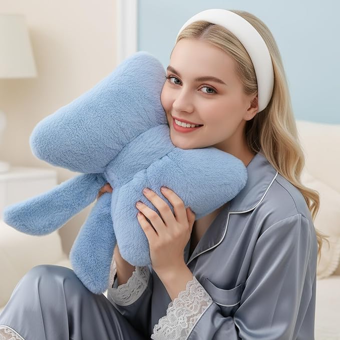 2 Pcs Blue Bow Pillow Faux Fur Blue Throw Pillows Soft Furry Coquette Decorative Cushion Cute Plush Bow Decor for Xmas Girls Home Room Bed Sofa Couch Car Gifts, 12 * 16 Inch