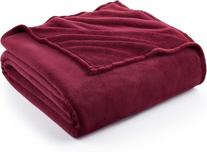 Hansleep Fleece Burgundy Red Full Blanket, Super Soft Flannel Fuzzy Plush Cozy Blanket for All Seasons, Burgundy Red, Full 84x90 Inches