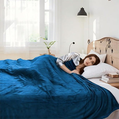 Electric Heated Blanket 62"x84" Twin Size Flannel Heated Blanket, Cozy & Warm for All Night, 5 Heat Settings & 10 Hours Auto Off, Machine Washable, Teal Blue