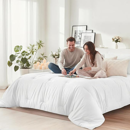 Twin Comforter Set 5 Pieces - Ultra-Soft Bed in a Bag Twin Size, Cozy Luxury All Season Bedding Sets with Comforter, Flat Sheet, Fitted Sheet, 1 Pillow Shams & 1 Pillowcases, White