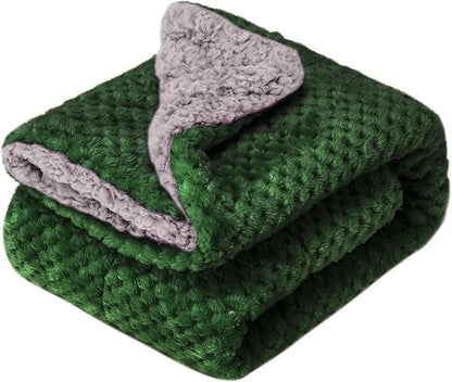 Fuzzy Blanket or Fluffy Blanket for Baby Girl or boy, Soft Warm Cozy Coral Fleece Toddler, Infant or Newborn Receiving Blanket for Crib, Stroller, Travel, Outdoor (40" x 48", DG-Black Green)