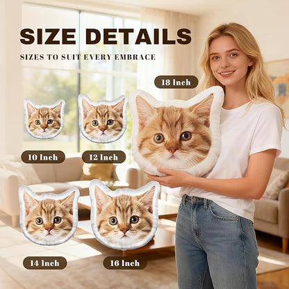 Personalized Photo Pillow Gifts, Custom Pet Pillow Shaped Looks Like Your Dog Cat Picture, Unique Birthday Gifts for Pet Lovers - Double Side 14 Inch