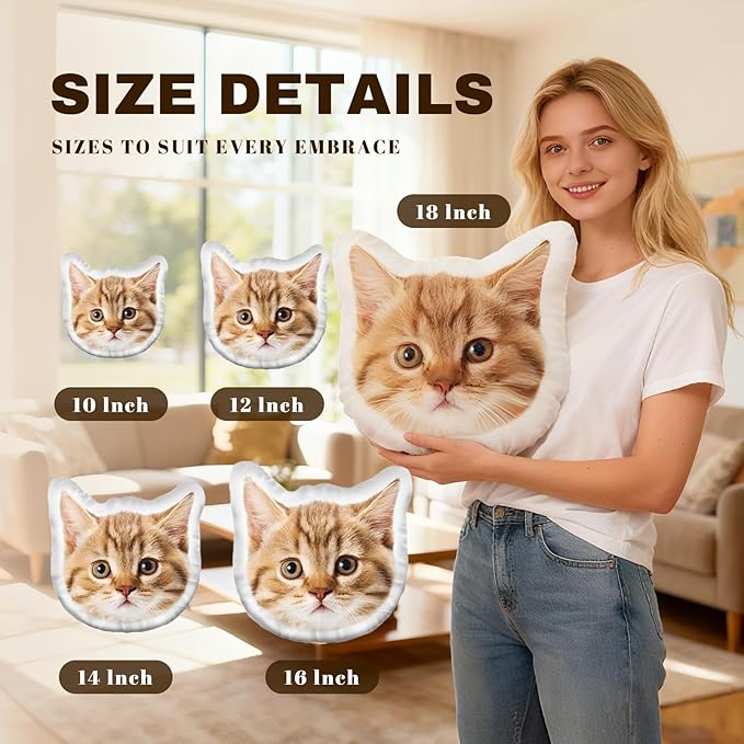 Personalized Photo Pillow Gifts, Custom Pet Pillow Shaped Looks Like Your Dog Cat Picture, Unique Birthday Gifts for Pet Lovers - Double Side 18 Inch