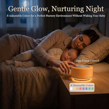 Nursery Lamp with Sound Machine, Mood Lighting, 7 Colors Night Light, 30 Soothing Sounds, White Noises for Baby, Adults. Timer, Plug in, Memory Function, Touch Control
