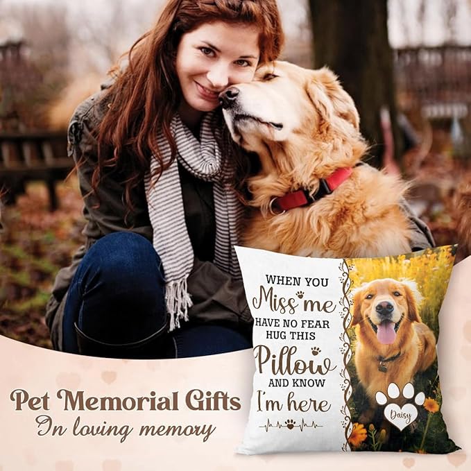 Personalized Pet Photo Memorial Throw Pillow (Insert Included), Dog Memorial Gifts For Loss Of Dog, Loss Of Dog Sympathy Gifts, Photo Pillow, Square Pillows, Pet Loss Gifts, Dog Memorial Gifts