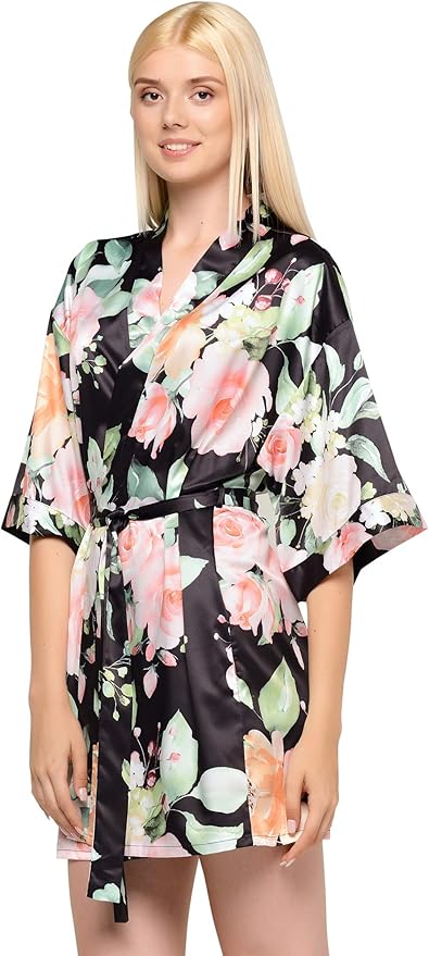 Turquaz Women's Bride Bridesmaids Silky Robe Satin Kimono Robes for Women Lingerie