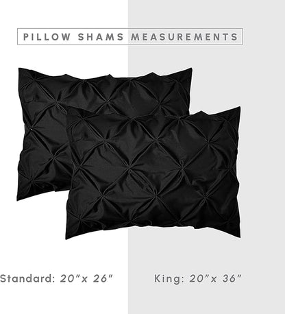 Elegant Comfort 8-Piece Pinch Pleated Comforter Set - All Season Complete Bed in a Bag, Includes 4pc Smart Sheet Set, Bed Skirt, Comforter, Matching Pillowcases and Shams, King/Cal King, Black