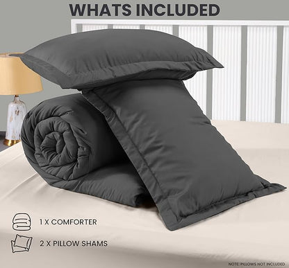 Queen Comforter Set 3 Piece Grey by Utopia Bedding, Comforters Queen Size, Bedding Comforters Sets, Down Alternative Soft Bed Set, 1 Comforter (88 x 88 inches) 2 Pillow Shams (20 x 26 inches)