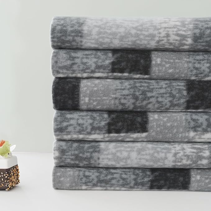 ZYFZCYBL Fleece Throw Blankets for Couch Bulk Lightweight Warm Soft Cozy Blanket 6 Pack Bulk Fleece Blanket Solid for Bed Couch Office Gifts Outdoor 50 x 60 inch Grey Plaid