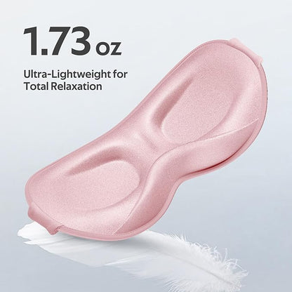 Sleep Mask for Women Men - 100% Blackout Eye Masks for Sleep - 3D Soft Sleeping Mask for Side Sleepers - Zero Pressure Lash Extensions Eye Cover Shade for Airplane Travel Essentials, Pink