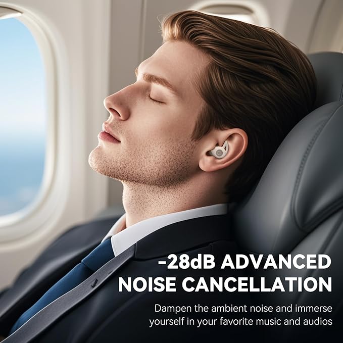 Sleepals Micro Sleep Earbuds for Side Sleepers, Sleep Headphones with Noise Reduction, Soft and Snug Fit Overnight, Slim and Light, 28hr Play with Travel Charging Case (Off-White)