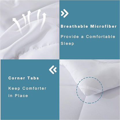 DOWNCOOL Queen Comforter Set -All Season Bedding Comforters Sets with 2 Pillow Cases-3 Pieces Bedding Sets Queen -Down Alternative White Queen Size Comforter Sets(88"x92")