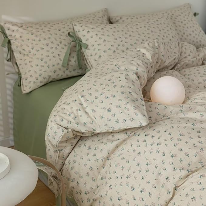 MKXI White and Pink Comforter Set - Queen Size with Flowers, Floral Print, Textured Garden Comforter
