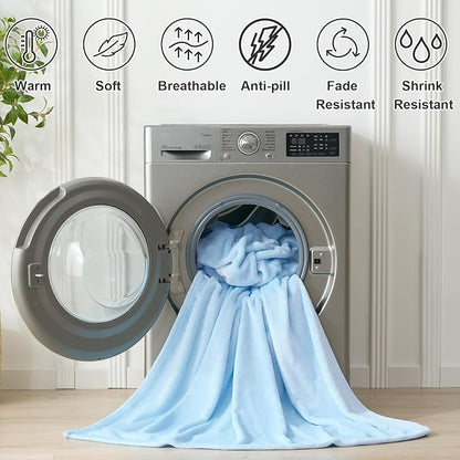 Hansleep Fleece Light Blue Twin Blanket, Super Soft Flannel Fuzzy Plush Cozy Blanket for All Seasons, Light Blue, Twin 60x80 Inches