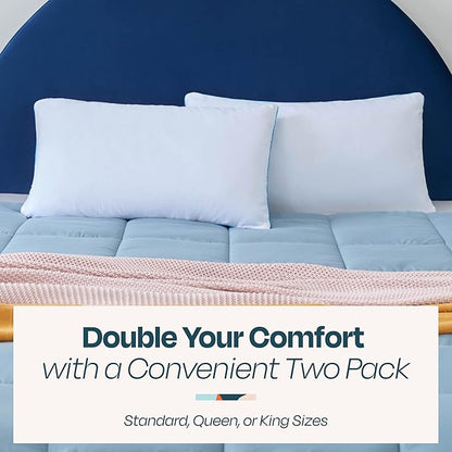 Linenspa Two Pack Shredded Gel Memory Foam Pillow, King Size – Cooling Bed Pillow – Soft and Supportive – Side, Stomach, and Back Sleepers – Pack of 2 – CertiPur Certified