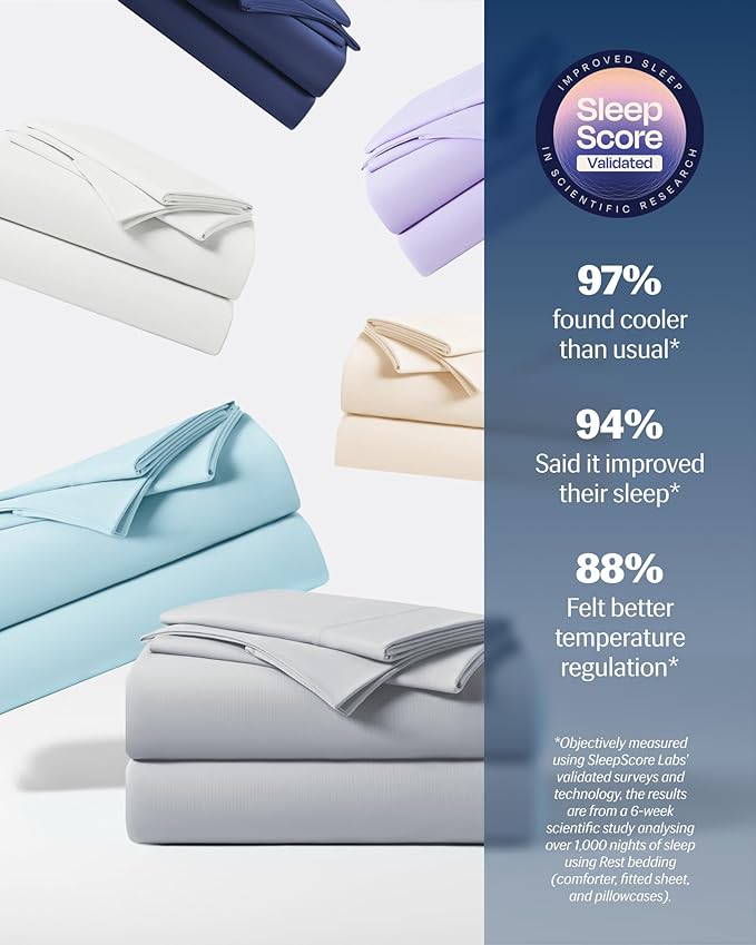 REST® Evercool®+ Starter Sheet Set, Cali King, Gray, Breathable Bed Sheet for Hot Sleeper and Night Sweats, with Pillowcases, Ionic+ Self-Cleaning Silver Yarn for Sensitive Skin, 3PCS No Flat Sheet