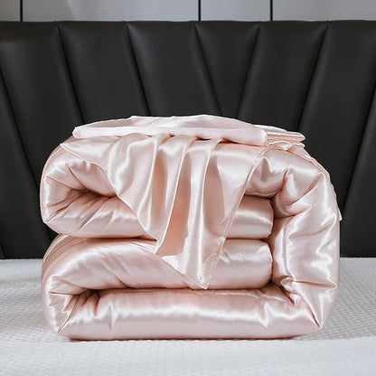 Satin Comforter Set King Silk Like Pink Bedding Set Luxury Hotel Silky Bed Home Deocr Sexy Silky Down Comforter Light Pink Bed Set