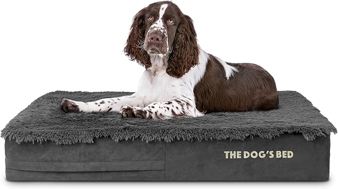 The Dog’s Bed Orthopedic Memory Foam Dog Bed Mattress, Fur Fabric, Grey Fur, L, 6-Inch