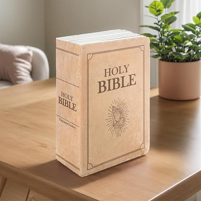 Bible Pillow Book Plush That Opens, Christian Holy Bible Stuff Religious Party Favors Gifts, Room Decorative Pillow for Bedroom Living Room (Yellow)