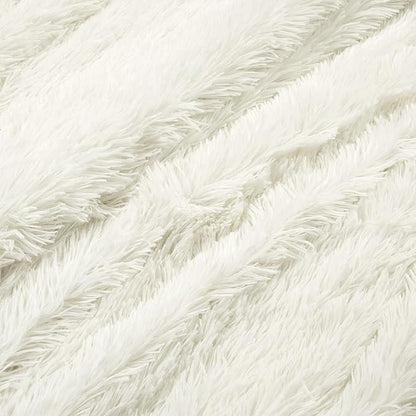 Lush Decor Emma Faux Fur Comforter King Size 3 Piece Set Ivory - Cream Bedding Set King Comforters - Fluffy Comforter - Modern Decor