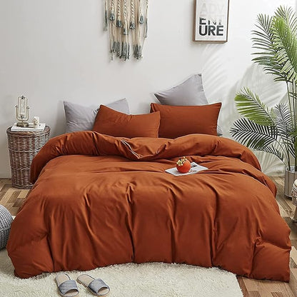 Houseri Burnt Orange Comforter Set King Size Terracotta Bedding 3 Pieces Women Rust Orange Caramel Comforter King Comfy Soft Comfy Men Solid Color Cinnamon Reddish Brown Quilts Comforters Sets King