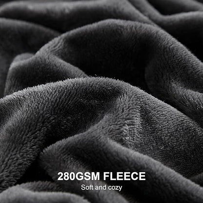 Hansleep Fleece Charcoal Throw XL Blanket, Super Soft Flannel Fuzzy, Plush Cozy Blanket for All Seasons, Charcoal, Throw XL 50x70 Inches