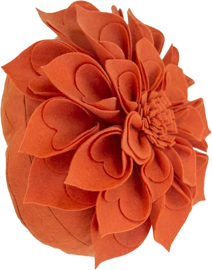Fennco Styles Handmade 3D Heart-Shaped Petals Flower Decorative Filled Throw Pillow 13" Round - Terracotta Floral Pillow for Couch, Home Décor and Holiday, Housewarming Gift
