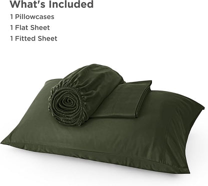 Bedsure Cooling Sheets Twin XL, Rayon Derived from Bamboo, Breathable & Soft Twin XL Sheet Sets, Deep Pocket Up to 16 Inches, Hotel Luxury Silky Dorm Bedding for Hot Sleepers, Olive Green