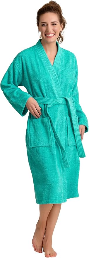 Soft Touch Linen Women's Robe Terry Cotton Cloth- Kimono Style- Thick, Breathable & Comfortable- Lightweight & Absorbent