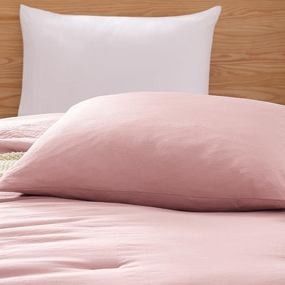 WRENSONGE Twin/Twin XL Comforter Set - 2 Pieces Soft Pink Comforter Prewashed Soft Lightweight for All Seasons,Fluffy Down Alternative Twin XL Comforter with 1 Pillow Sham