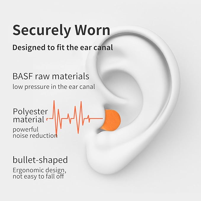 500 Pairs Foam Ear Plugs Bulk,38dB(NRR 33dB) Noise Reduction,Quality Soft Disposable Refill Earplugs,for Shooting, Work & Construction Site