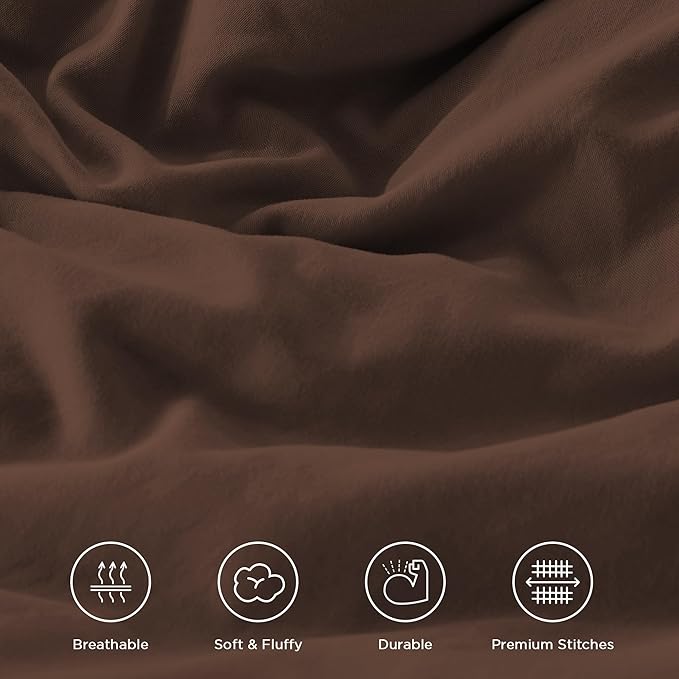 Andency Brown Oversized Queen Comforter Set (98x98Inch), 3 Pieces Lightweight Fluffy Ruffle Bedding Comforter Sets for Queen Bed, Farmhouse Shabby Chic Soft All Season Bed Set