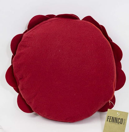 Fennco Styles Eva's Flower Garden Decorative Filled Throw Pillow 13" Round - Red Floral Accent Pillow for Home, Couch, Bed, Living Room, Holiday and Office Décor