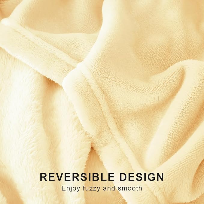 Hansleep Fleece Cream Yellow Twin Blanket, Super Soft Flannel Fuzzy Plush Cozy Blanket for All Seasons, Cream Yellow, Twin 60x80 Inches
