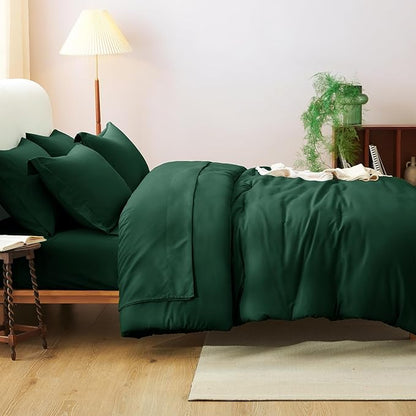 CozyLux Full Comforter Set Emerald Green, 7 Pieces Bed in a Bag Bedding Comforter Set with Sheets, All Season Boho 7PC Bed Sets with Comforter, Fitted Sheets, Flat Sheets, Pillow Shams and Pillowcases