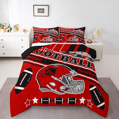 Feelyou Football Bedding Set Boys Girls King Size Comforter Set Sports Theme Women Men Football City Comforter Rugby Sports Duvet Quilt Bedroom Decor